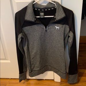 PINK grey and black quarter zip collar long sleeve